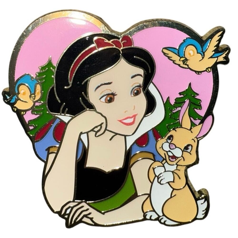 Disney Princess Snow White Floral Heart Woodland Animals birds bunny Enamel Pin